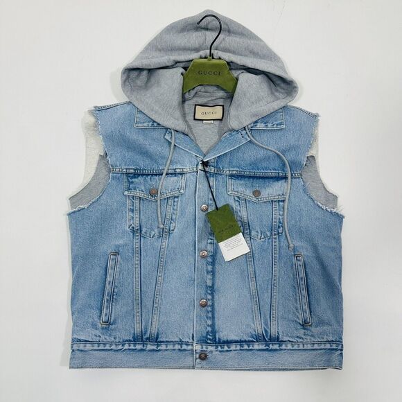 Gucci Men Size 48/ M Denim Gilet Vest Jacket Hooded Hollywood Babylon NWT $3150 - Picture 6 of 16